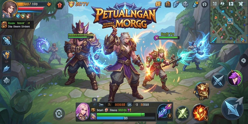 Gameplay seru dalam dunia fantasi MMORPG yang luas.
