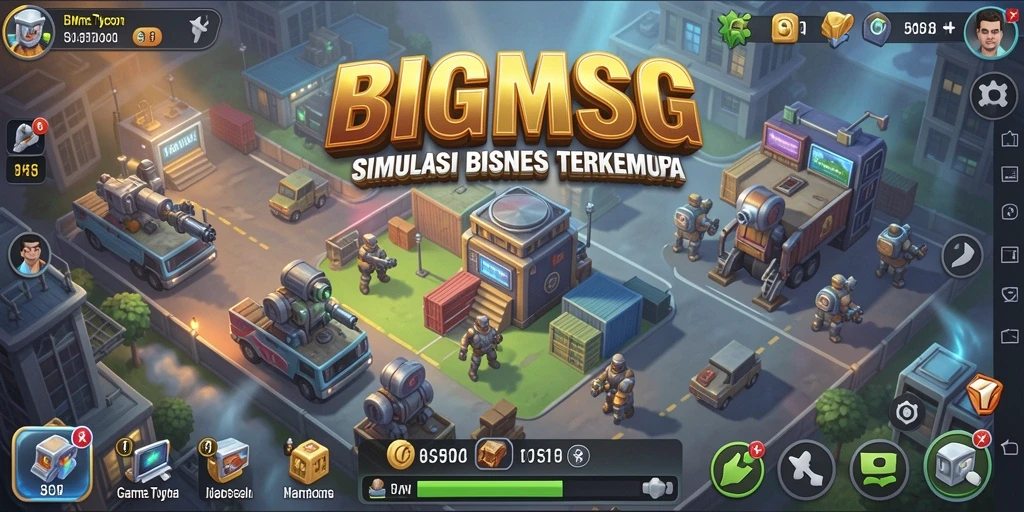 Tampilan gameplay BIGMSG yang mendebarkan dengan berbagai aktivitas bisnis.