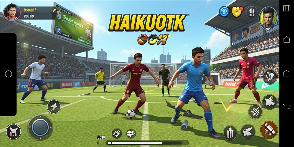 Screenshot gameplay HAIKUOTK yang menunjukkan aksi olahraga mendebarkan.