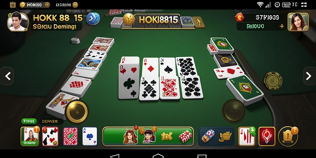 Tampilan menarik dari gameplay HOKI8815 dengan suasana permainan Domino.