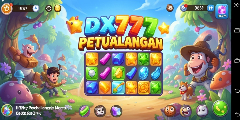 Tangkapan layar gameplay seru IDX777 dengan berbagai elemen Match-3.