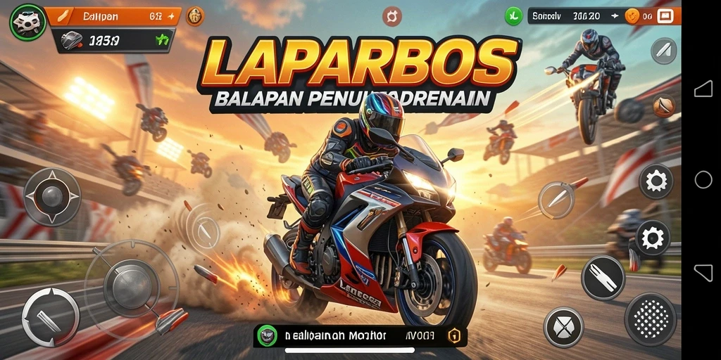 Gameplay seru LAPARBOS dengan balapan motor yang menegangkan.