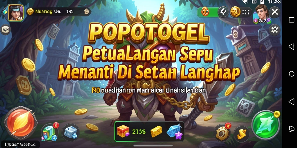 Screenshot menunjukkan gameplay mendebarkan dari POPOTOGEL di dunia petualangan.