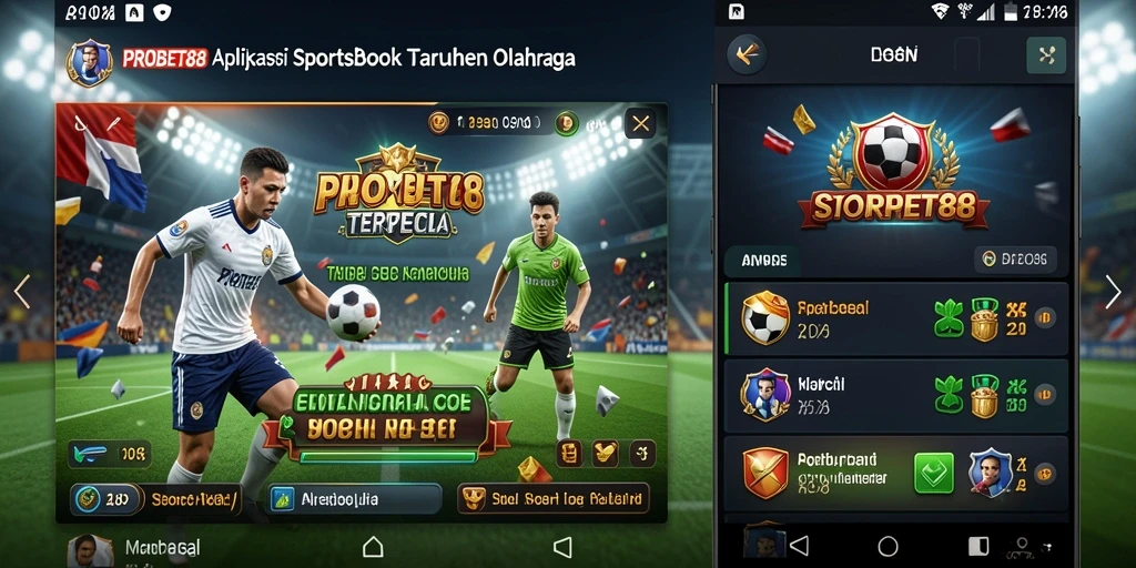 Screenshot utama menampilkan tampilan aplikasi PROBET88 pada saat taruhan olahraga.