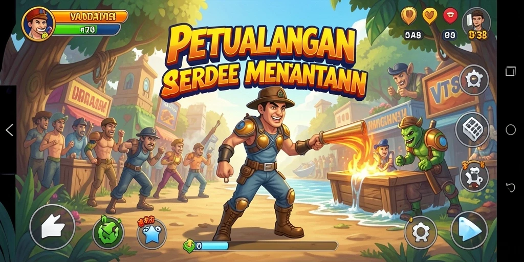 Tangkapan layar VT38 menampilkan aksi seru dalam gameplay Arcade.