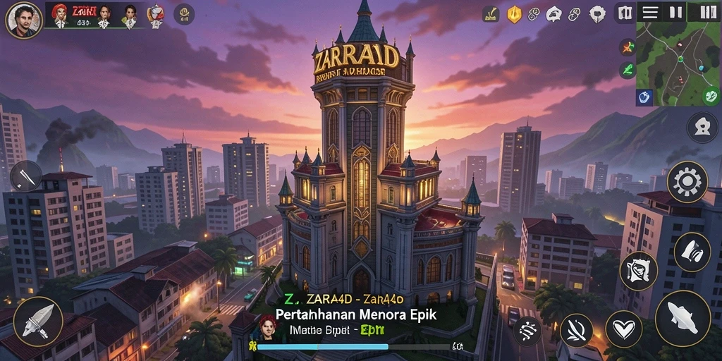 Tangkapan layar dari gameplay menegangkan ZARA4D Tower Defense.