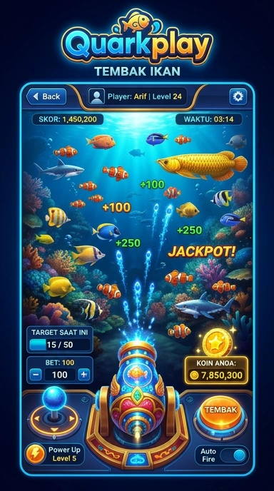 Antarmuka pengguna yang intuitif di quarkplay memudahkan navigasi.